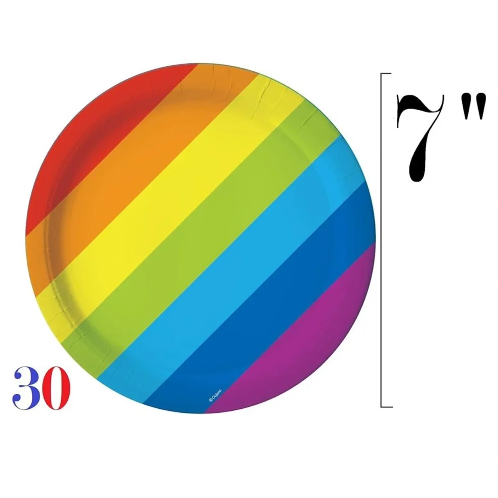 *NWT*Rainbow party supplies, plates, cups,‎ table cloths. Serves 30 people🏳️‍🌈